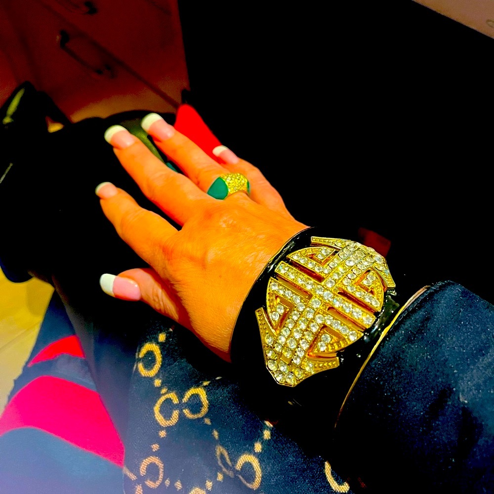 BRACELET~Black enamel and Art Deco design